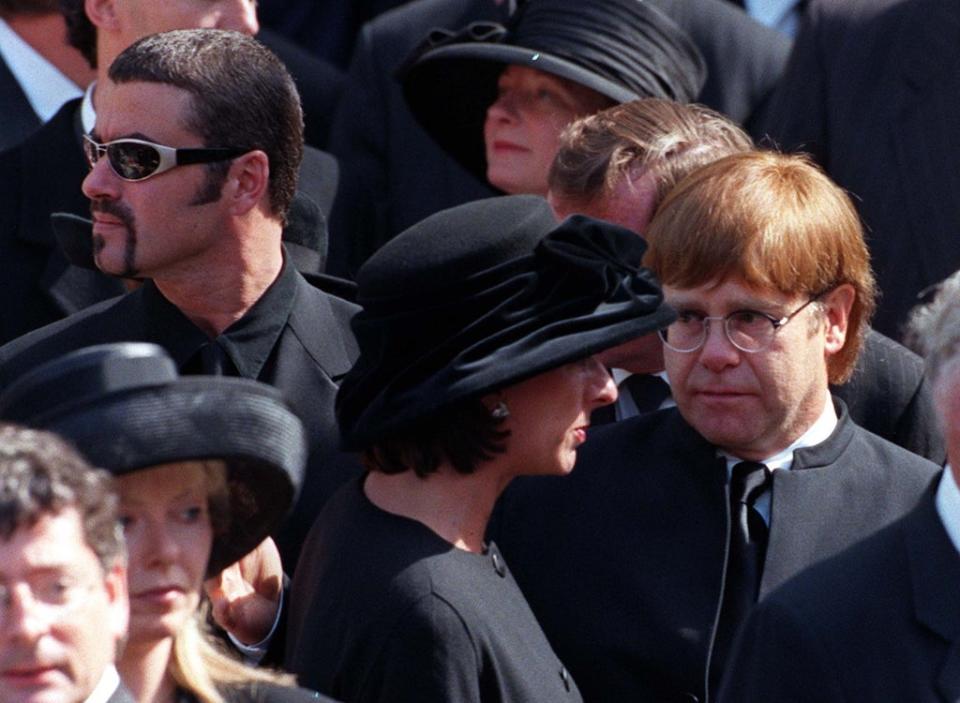 Sir Elton John and George Michael attend Diana, Princess of Wales’ funeral (Adam Butler/PA) (PA Archive)