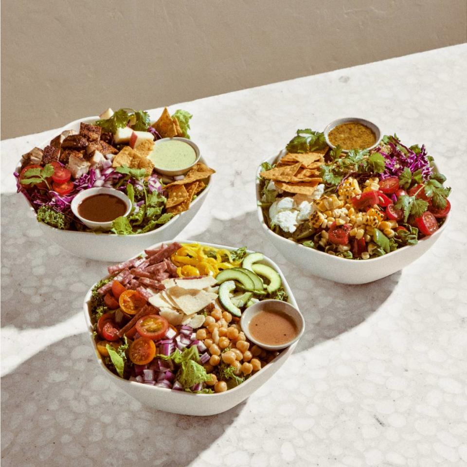 Sweetgreen, opening next summer in Charlotte, offers a menu of salad and grain bowls including Italian Chopped Salad, BBQ Chicken Salad, and Elote Bowl.