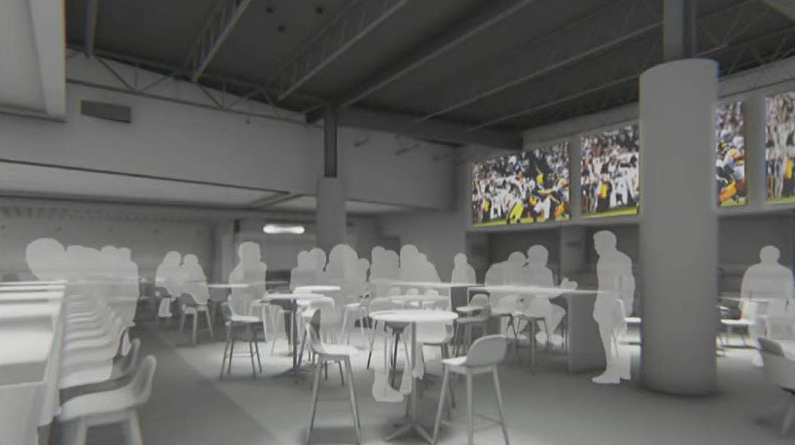 A rendering of the sports-themed bar/restaurant, as presented by SC Gaming Op Co, LLC, during a public hearing in front of the Pennsylvania Gaming Control Board.