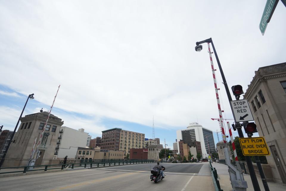 This is the Milwaukee Kilbourn Avenue Bridge along West Kilbourn Avenue where a Rhode Island man died Monday, Aug. 15, 2022, as the bridge was going up.