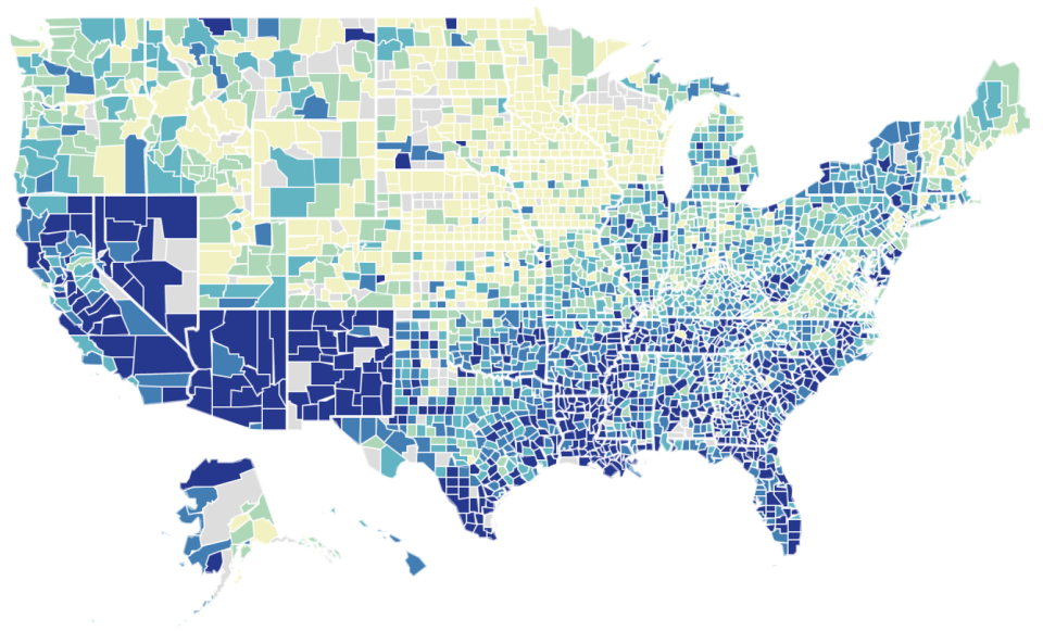 County-level results on social capital. (Map: The U.S. Joint Economic Committee)