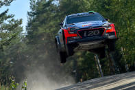 <p>Hayden Paddon of New Zealand and John Kennard of New Zealand compete in their Hyundai Motorsport WRT Hyundai i20 WRC during the Shakedown of the WRC Finland on July 28, 2016 in Jyvaskyla, Finland. (Photo: Massimo Bettiol/Getty Images)</p><p><br></p>