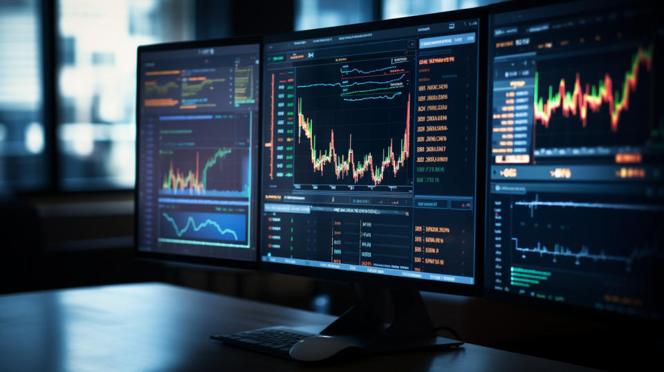 A close-up of a computer monitor, showing the interface of a financial trading platform.