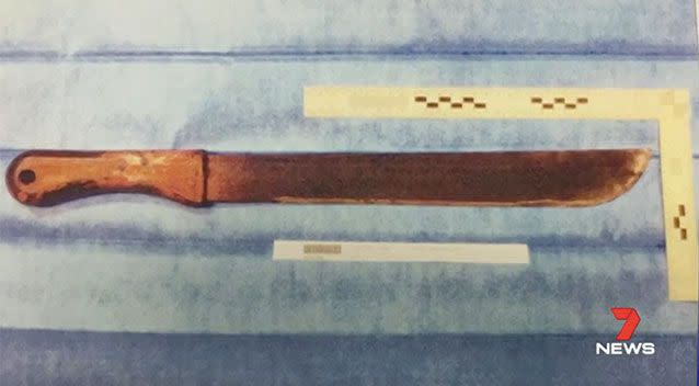 The machete used in the attack. Source: 7 News