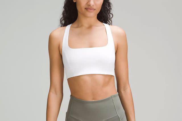 LULULEMON ATHLETICA Grey, Black & White Mini Stripe Racerback Sports Bra