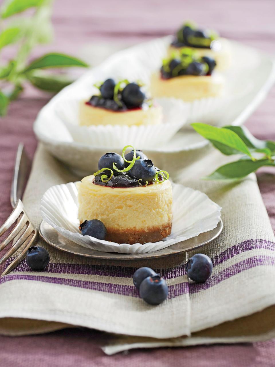 Petite Blueberry Cheesecakes