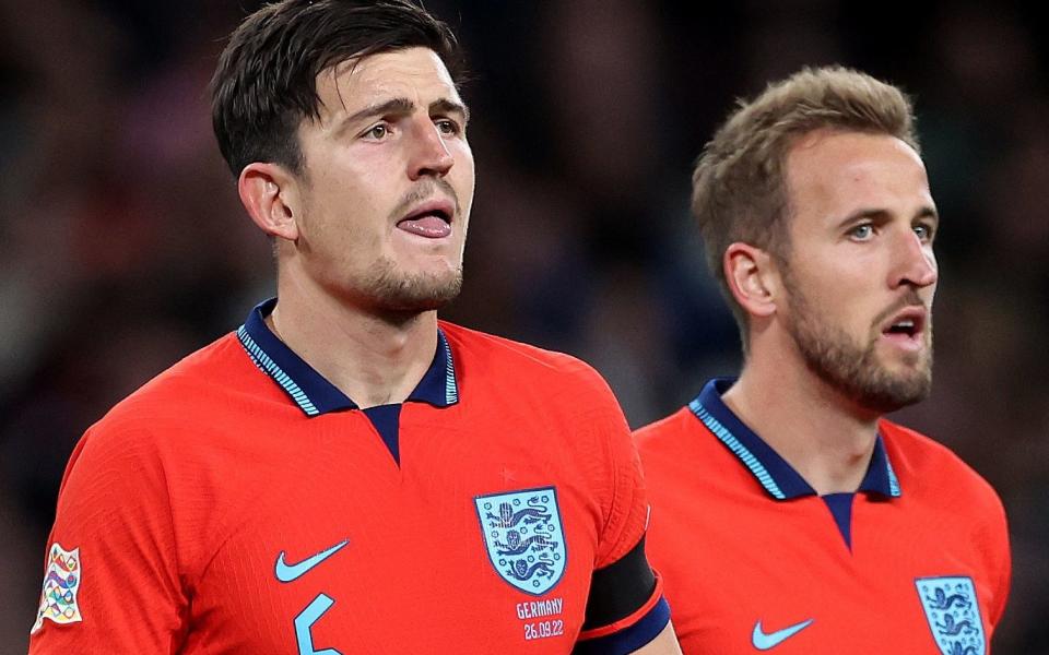 England's Harry Maguire and Harry Kane - Tottenham interested in signing Harry Maguire from Manchester United - Action Images /Carl Recine