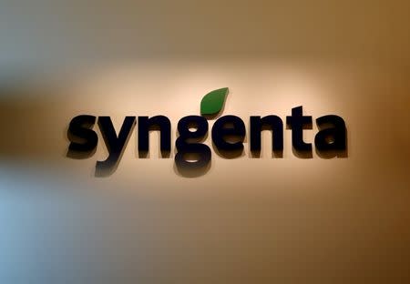 A Syngenta logo is pictured in their office in Singapore, February 12, 2016. REUTERS/Edgar Su/File Photo