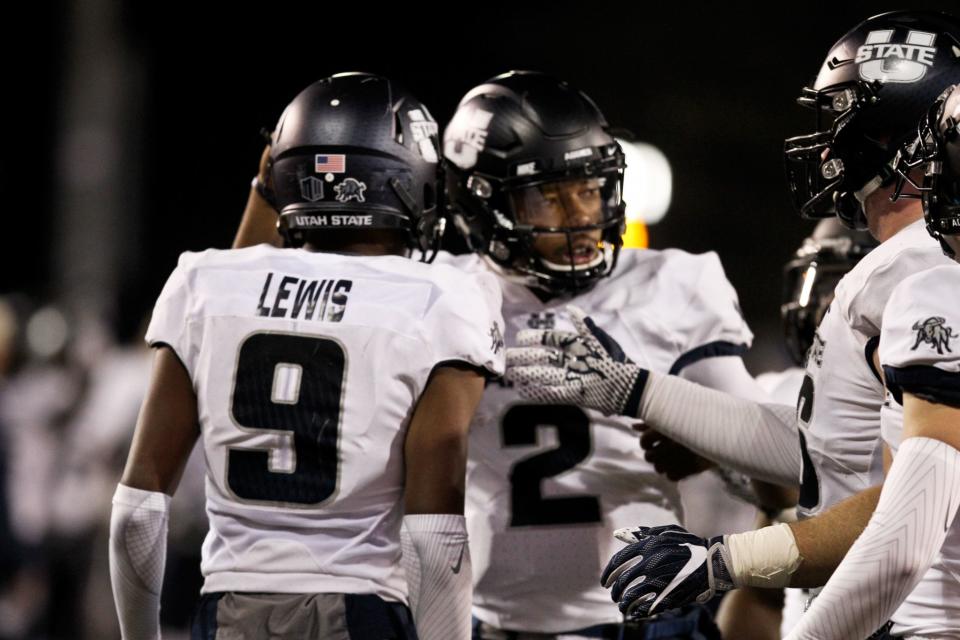 Rayshad Lewis had 40 catches for 476 yards as a true freshman at Utah State. (AP Photo/Shannon Broderick)