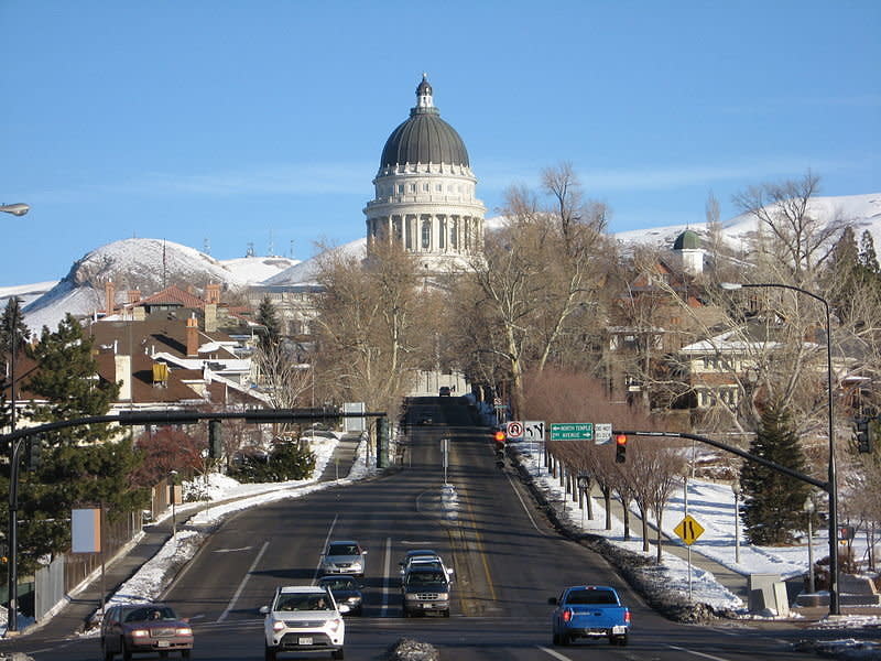 403 Buddhist adherents per 100,000 persons.   Credit: Wikimedia Commons. Original photo <a href="http://en.wikipedia.org/wiki/File:Utah_State_Capitol_seen_from_State_Street.jpg">here</a>. 