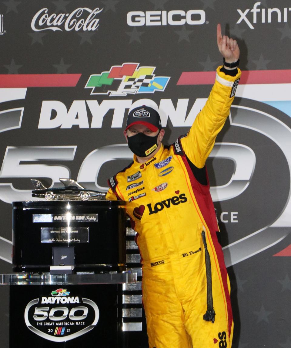 Michael McDowell was left to celebrate alone after winning the 2021 Daytona 500.