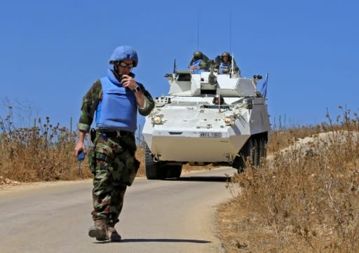 UN peacekeepers on patrol near the border between Lebanon and Israel