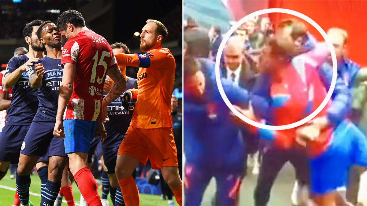 Savic Pulls Grealish's Hair  Fight Breaks Out Between Manchester City and  Atletico de Madrid 