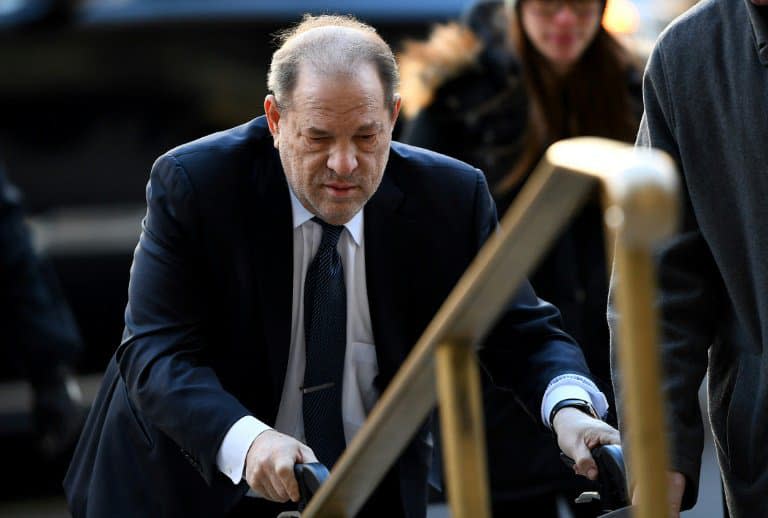 L'ex-producteur Harvey Weinstein arrive au tribunal de Manhattan, le 21 février 2020 à New York - Johannes EISELE © 2019 AFP