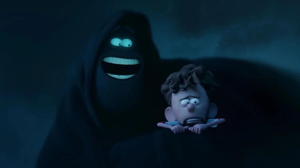 Paul Walter Hauser as Dark and Jacob Tremblay as Orion. (DreamWorks Animation)
