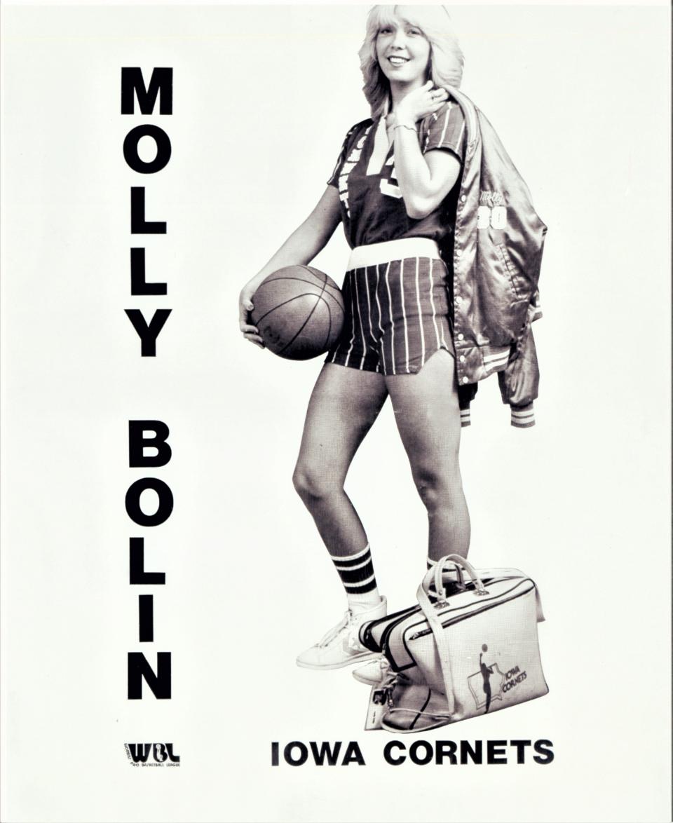 Iowa Cornets star Molly Bolin posed for posters to promote the team that she sold for $3 each and kept the profits.