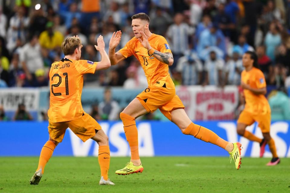 Wout Weghorst of Netherlands celebrates after scoring (Getty Images)