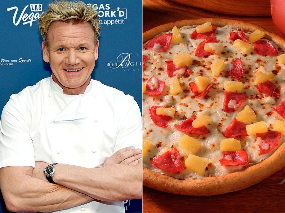 The outspoken British chef has made no secret about where he stands on the <a rel="nofollow noopener" href="http://people.com/food/pineapple-pizza-debate-celebrity-reactions/pineapple-pizza-yay-or-nay" target="_blank" data-ylk="slk:great pineapple pizza debate;elm:context_link;itc:0;sec:content-canvas" class="link ">great pineapple pizza debate</a>. "You don’t put f—ing pineapple on pizza," he <a rel="nofollow noopener" href="http://people.com/food/gordon-ramsay-pineapple-pizza-debate/" target="_blank" data-ylk="slk:declared;elm:context_link;itc:0;sec:content-canvas" class="link ">declared</a> on <em>The Nightly Show</em>.