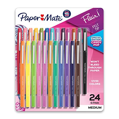 Paper Mate Flair Felt Tip Pens, Medium Point, Limited Edition Candy Pop Pack, 24 count (1979425)