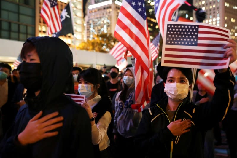 Thanksgiving Day rally at Edinburgh place in Hong Kong