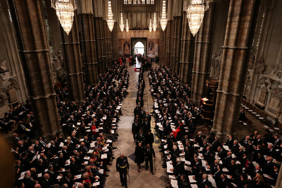 Mourners fill Westminster Abbey ahead of the Queen's state funeral