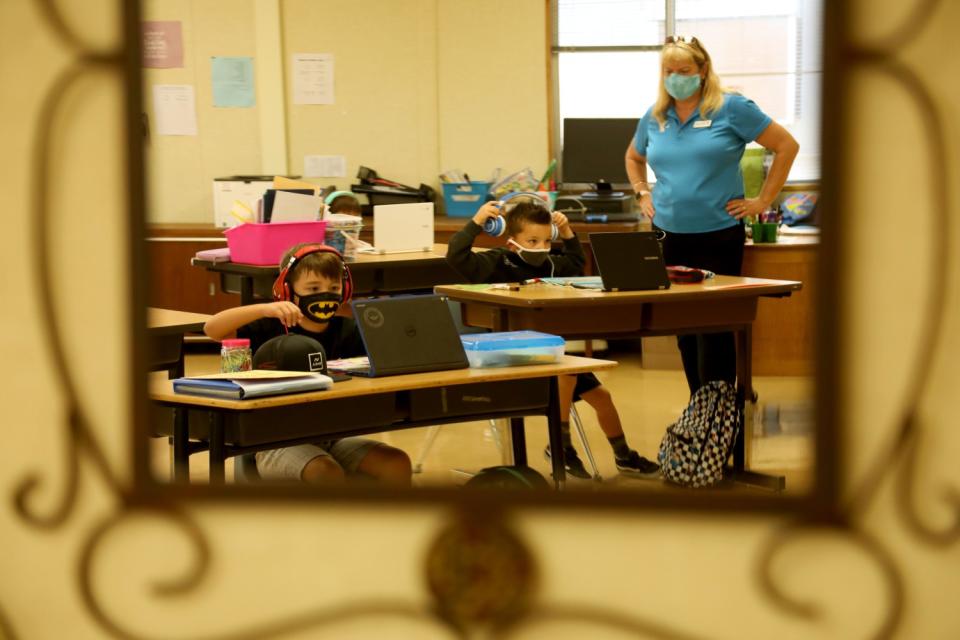 Zoom lesson at the Anza Elementary School campus in Torrance.