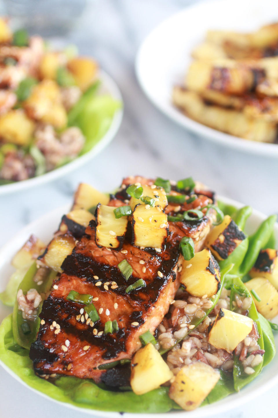 <strong>Get the <a href="http://www.halfbakedharvest.com/asian-grilled-salmon-pineapple-and-rice-lettuce-wraps/" target="_blank">Asian Grilled Salmon Pineapple and Rice Lettuce Wraps recipe </a>from Half Baked Harvest</strong>