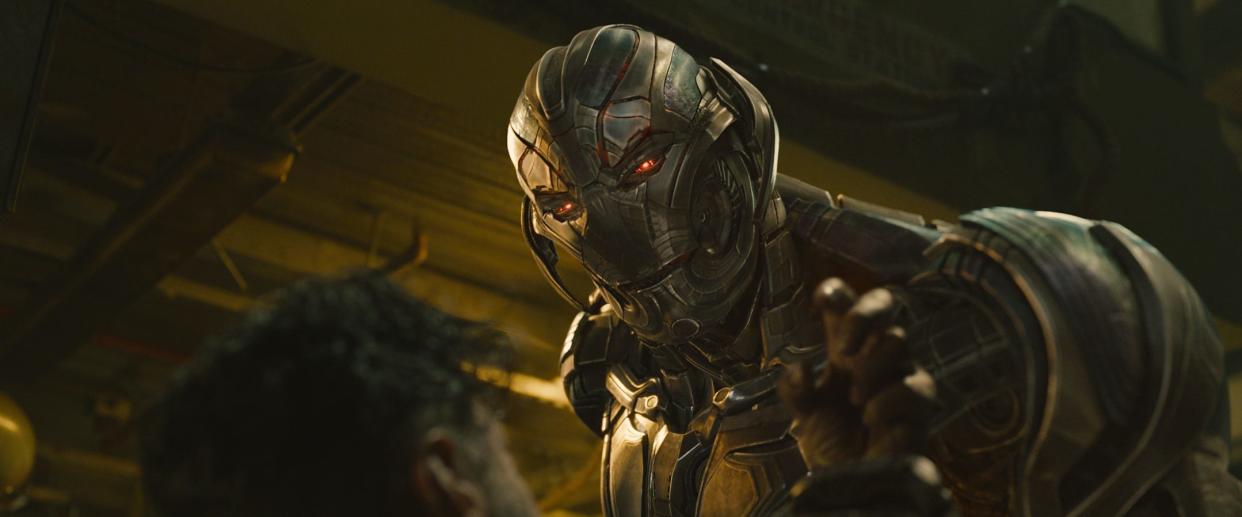 Ultron (voiced by James Spader) is up to no good in u0022Avengers: Age of Ultron.u0022