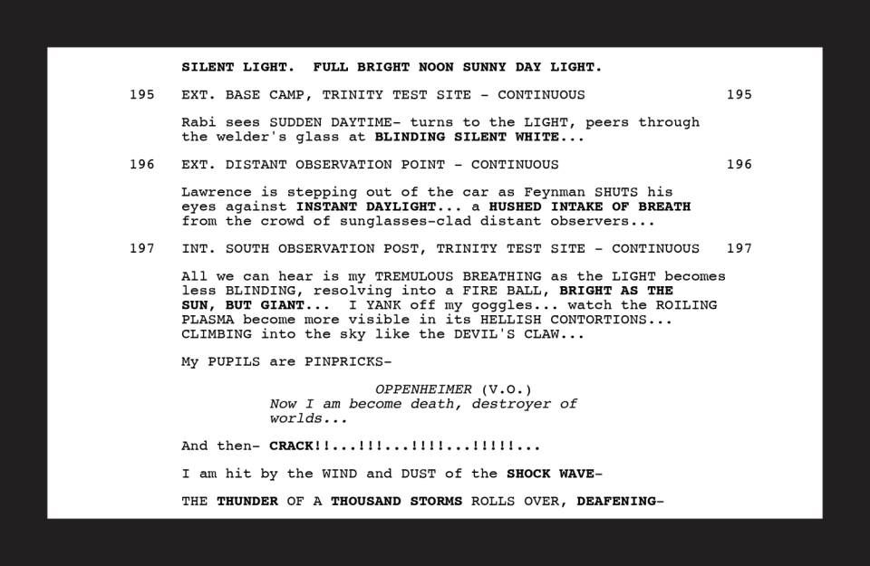 Oppenheimer script of Trinity scene