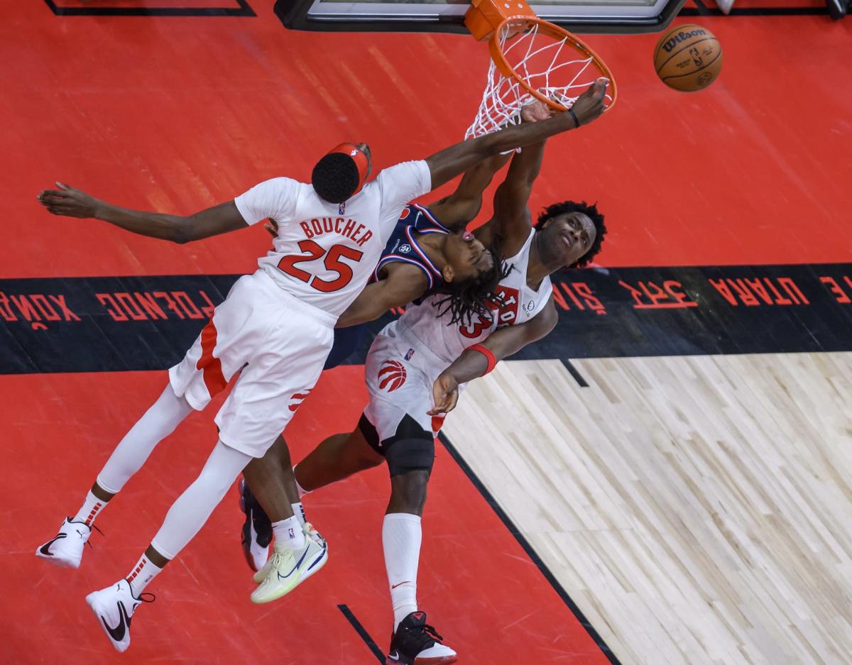 110-102.  The Raptors win and force a fifth game in Philadelphia