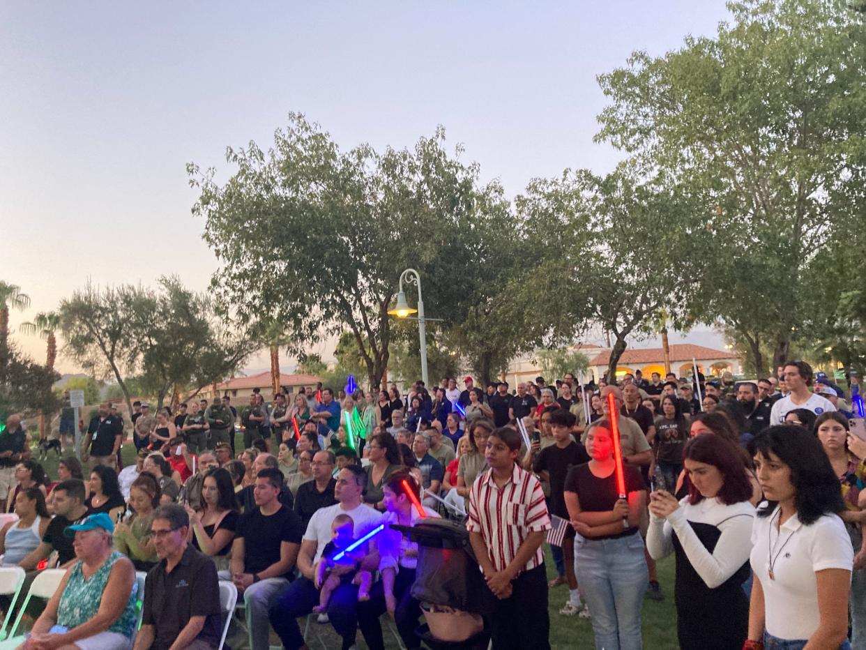 Coachella Valley residents gathered on Aug. 26, 2022 for a candlelight vigil honoring Indio's Marine Cpl. Hunter Lopez, who died in a suicide bomb attack in Afghanistan one year before.