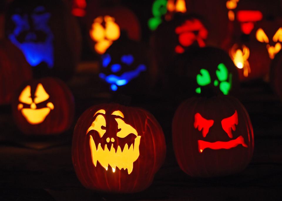 Jack O' Lantern World, 3/4-mile trail at the Franklin County Fairgrounds, will feature thousands of hand-crafted pumpkins and giant gourds weighing more than 1,000 pounds. The display opens Friday and runs through Oct. 29.