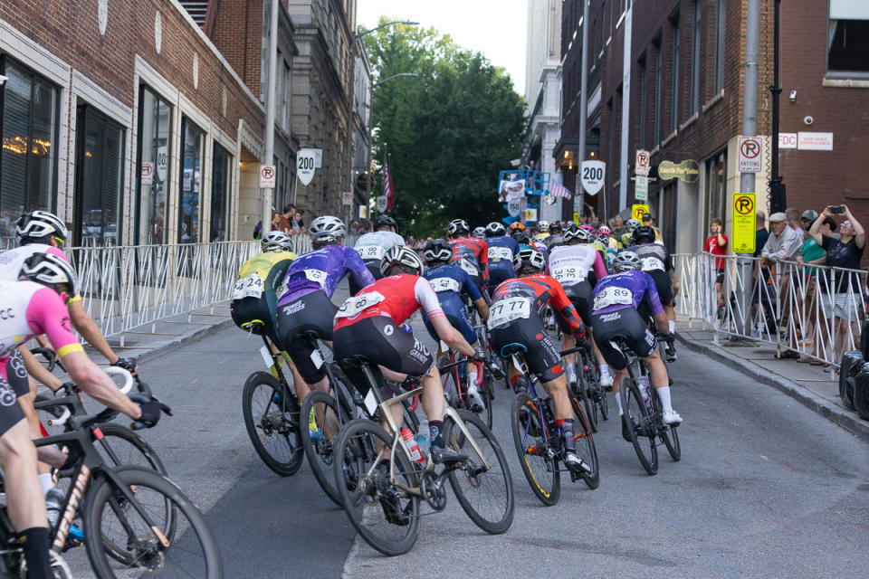 The final climb, between turns 5 and 6, whittled down the field over the course of the race.