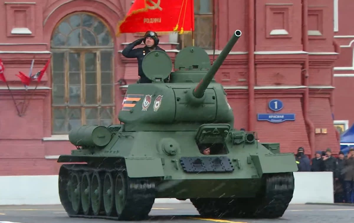Only one tank was seen parading in Russia’s annual Victory Day celebrations (Tass)