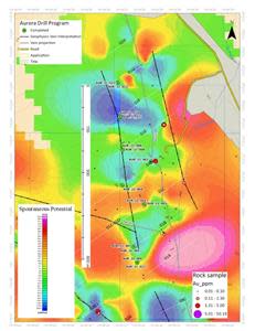 The main vein of Aurora with completed drill holes.