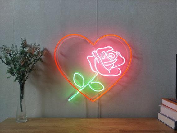 Love Heart Rose Neon