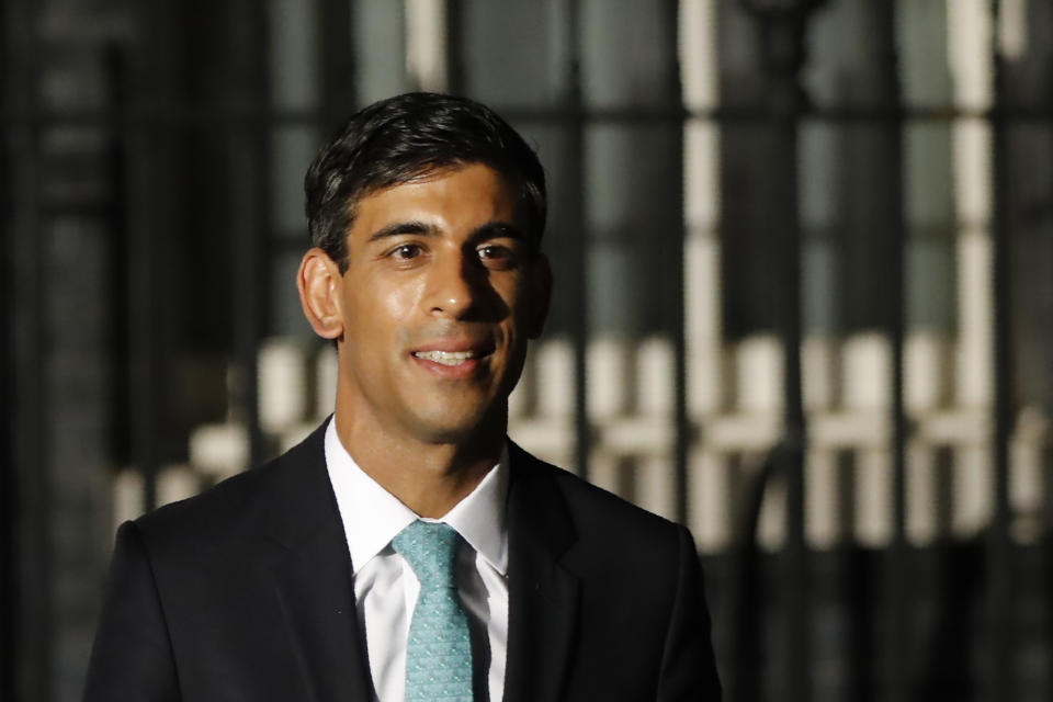 Britain's newly appointed Chief Secretary to the Treasury Rishi Sunak leaves 10 Downing Street in London on July 24, 2019. - Boris Johnson took charge as Britain's prime minister on Wednesday, on a mission to deliver Brexit by October 31 with or without a deal. (Photo by Tolga AKMEN / AFP) (Photo credit should read TOLGA AKMEN/AFP via Getty Images)