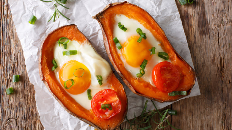 Loaded sweet potatoes