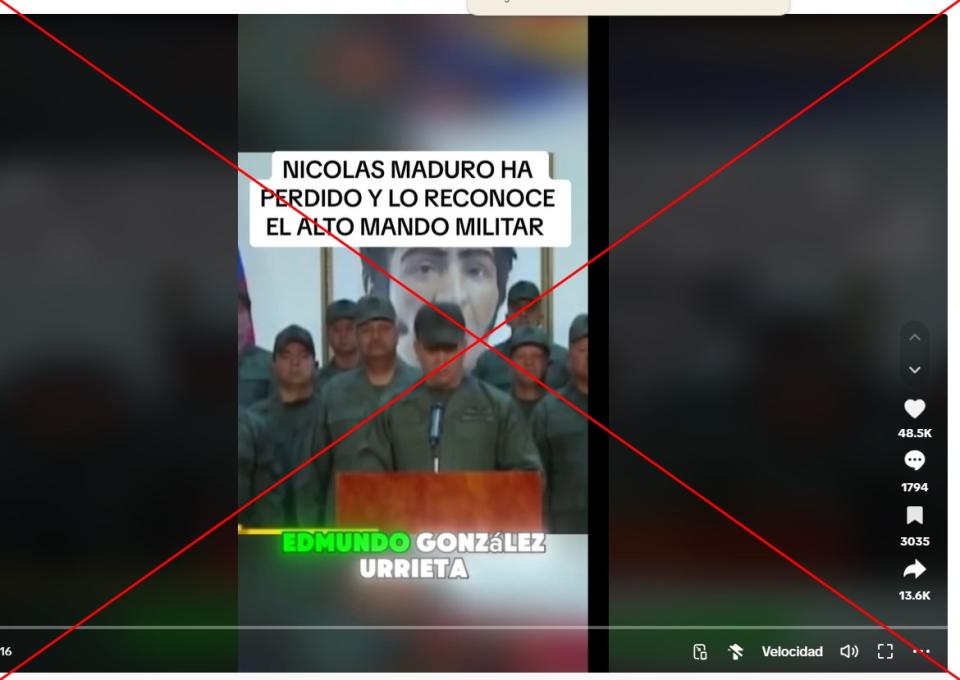 <span>Captura de pantalla de una publicación en TikTok, hecha el 31 de julio de 2024 </span>