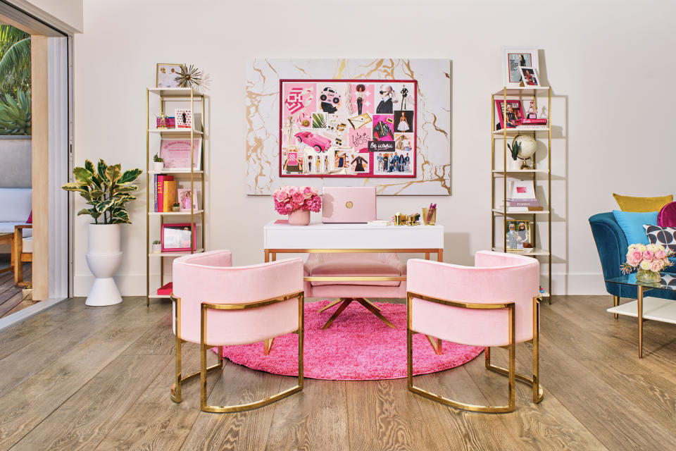 Barbie's all-pink office means business. (Photo: Courtesy of Mattel)