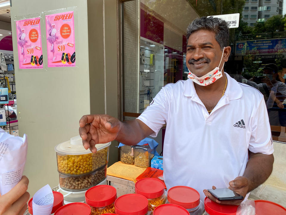 Amirthaalangaram Moorthy, 53, is now Singapore's last kacang puteh man. (PHOTO: Dhany Osman/Yahoo News Singapore)
