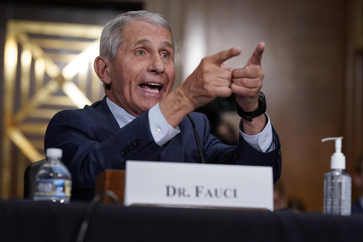 Dr. Anthony Fauci responds in a tense exchange with Sen. Rand Paul on Tuesday.