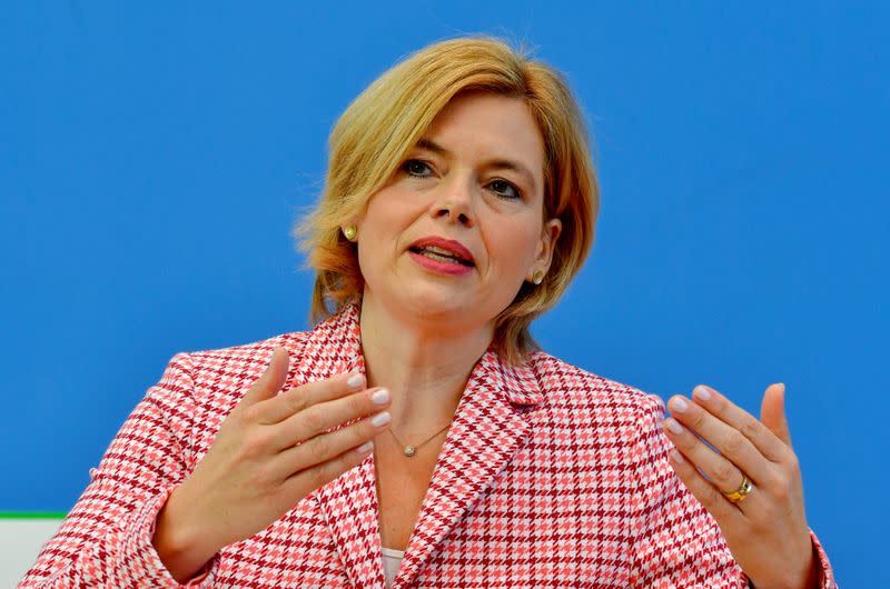 German Minister for Food and Agriculture Julia Kloeckner presents the 2020 Nutrition Report in Germany at a news conference, in Berlin