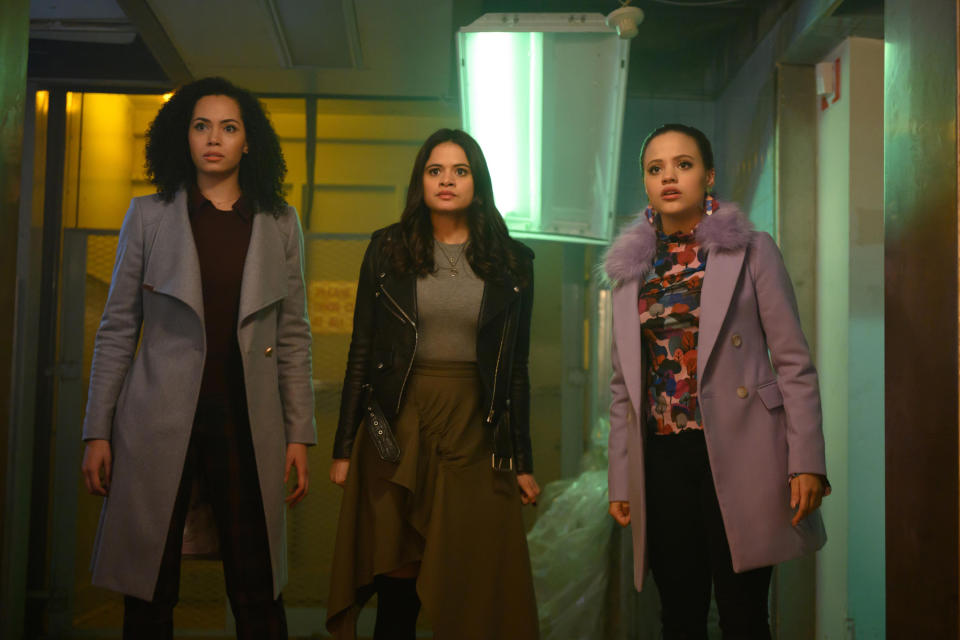 Madeleine Mantock, Melonie Diaz, Sarah Jeffery in a scene from the show