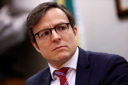 Director of the Environment Department at the Brazilian Foreign Ministry, Leonardo Cleaver de Athayde, attends a session of the Environment and Sustainable Development Committee of the Chamber of Deputies in Brasilia