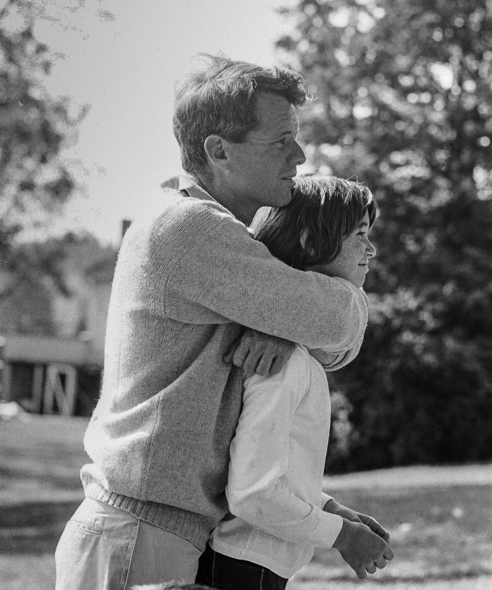 Robert F. Kennedy with his daughter Kathleen at their home in McLean, Virginia in 1965