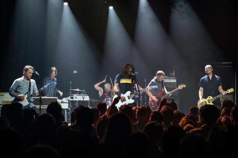 Foo Fighters (from left): Chris Shiflett, Rami Jaffee, Josh Freese, Dave Grohl, Nate Mendel and Pat Smear, opened the new Washington D.C. club, The Atlantis, on May 30, 2023.