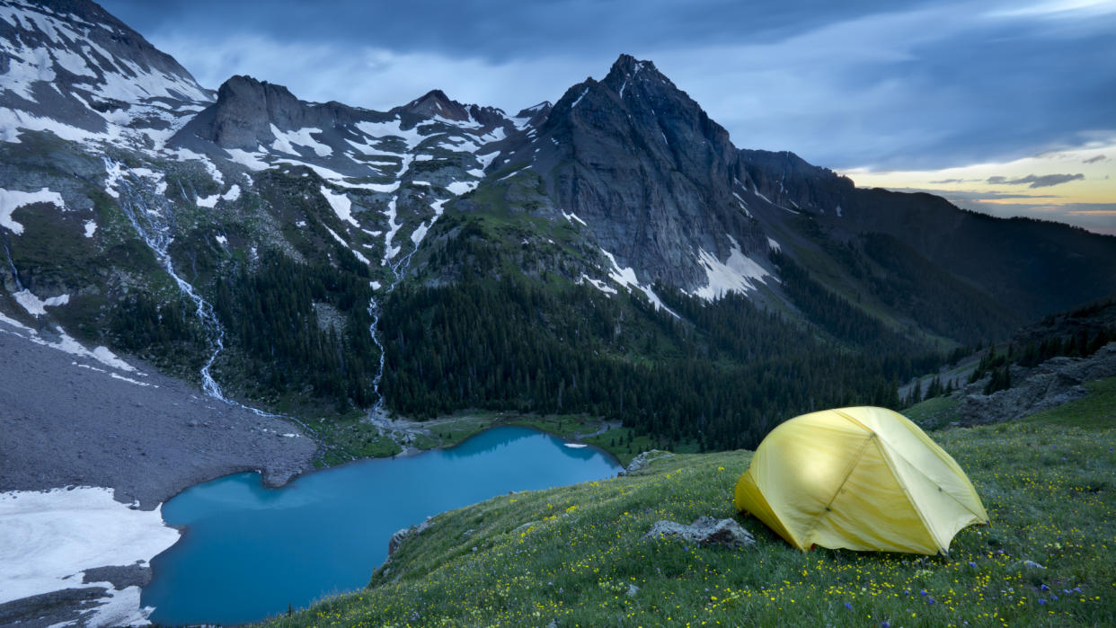  Backpacking at Blue Lakes in the San Juan mountains near Ouray, Colorado. 