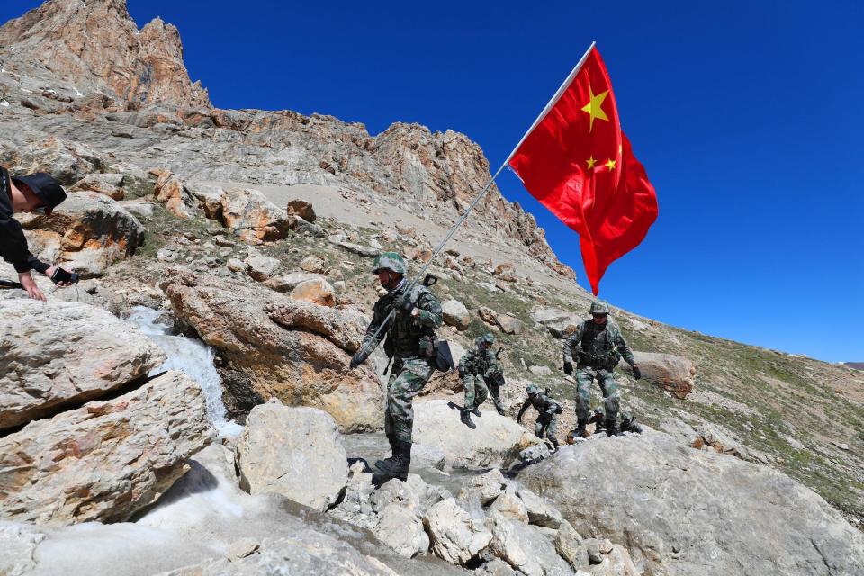 Chinese patrol in Kashgar Xinjiang
