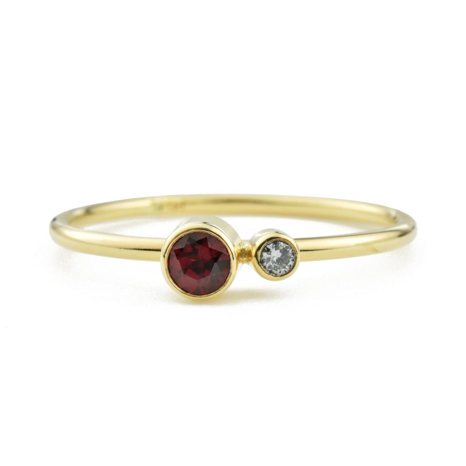 <p><strong>$275.00</strong></p><p><a href="https://www.valeriemadison.com/products/garnet-diamond-kiss-ring-january-birthstone-vm147?_pos=2&_sid=253feb829&_ss=r" rel="nofollow noopener" target="_blank" data-ylk="slk:Shop Now;elm:context_link;itc:0;sec:content-canvas" class="link ">Shop Now</a></p><p>Garnet is January’s birthstone, making it a double fit for many sea-goats—but December Capricorns can take advantage of it, too. Garnet has always been popular in jewelry, in part because it is believed to <a href="https://tinyrituals.co/blogs/tiny-rituals/garnet-meaning-healing-properties" rel="nofollow noopener" target="_blank" data-ylk="slk:help heal;elm:context_link;itc:0;sec:content-canvas" class="link ">help heal</a> pain and trauma. Wear as a necklace or ring to let its healing energy comfort you over time.</p>